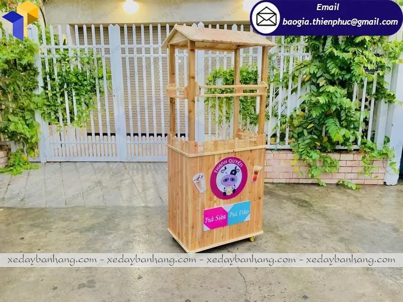 thiết kiế quầy gỗ bán trà sữa