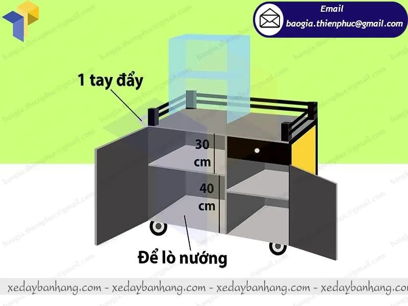 thiết kế tủ inox bán bánh mì
