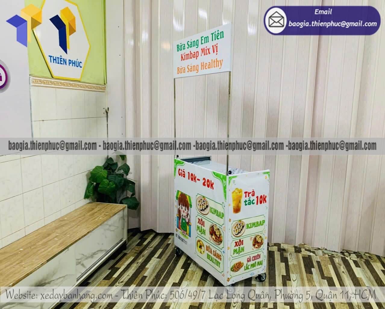 Thiết kế xe bán đồ ăn sáng dạo xếp gọn ngoài trời bánh mì xôi bánh bao vỉa hè