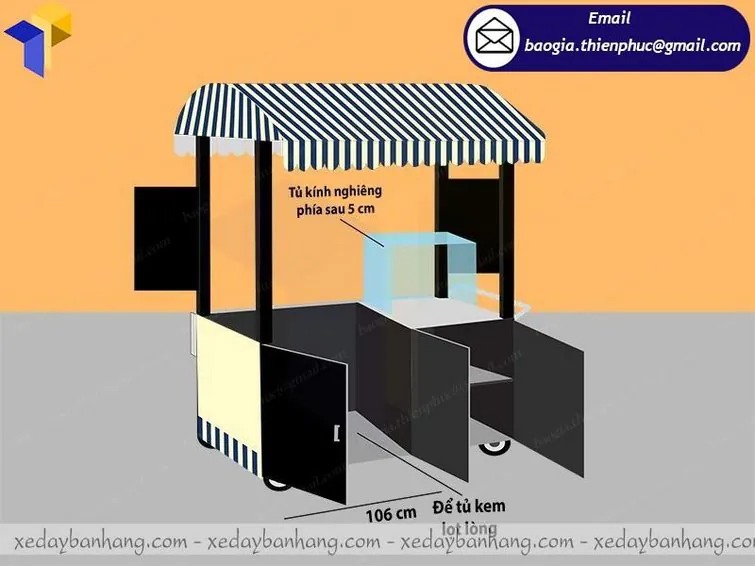 thiết kế xe bán kem bằng inox