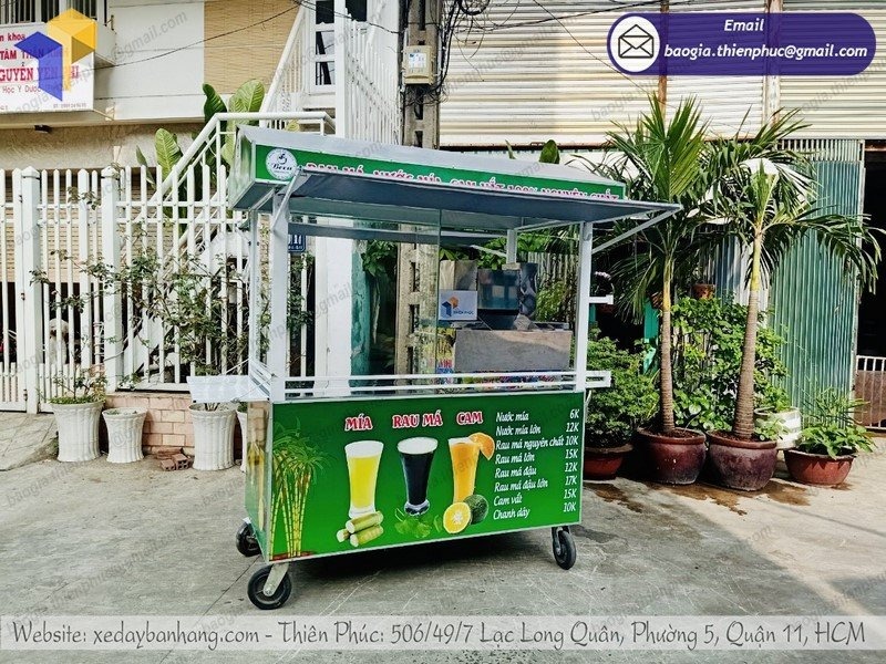 thiết kế xe bán nước mía siêu sạch