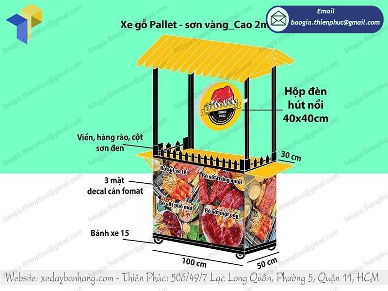 thiết kế xe bán thịt xiên nướng