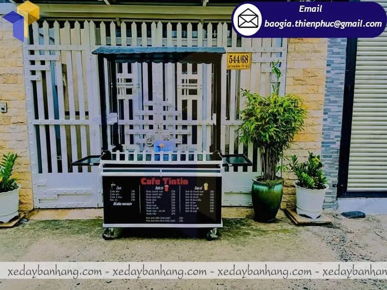 thiết kế xe cà phê bằng gỗ