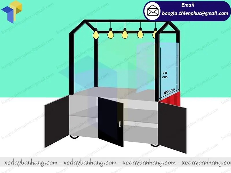 thiết kế xe cà phê pha máy inox