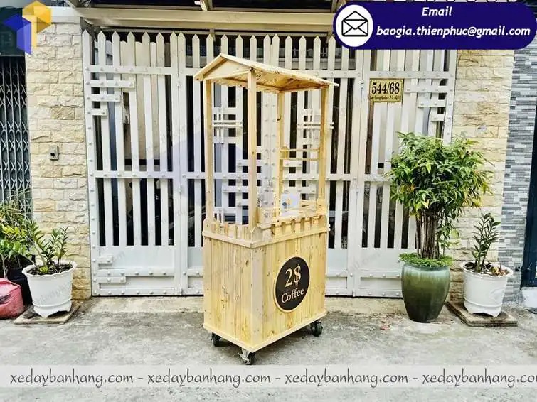 thiết kế xe cafe take away bằng gỗ