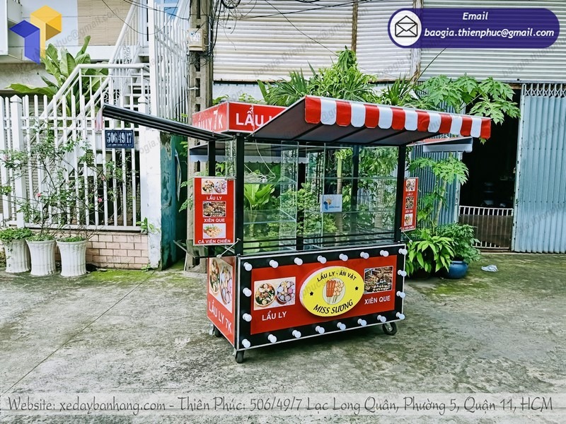 thiết kế xe đẩy bán xiên que tự chọn