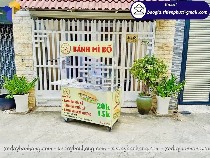 thiết kế xe đẩy bán xôi bánh mì