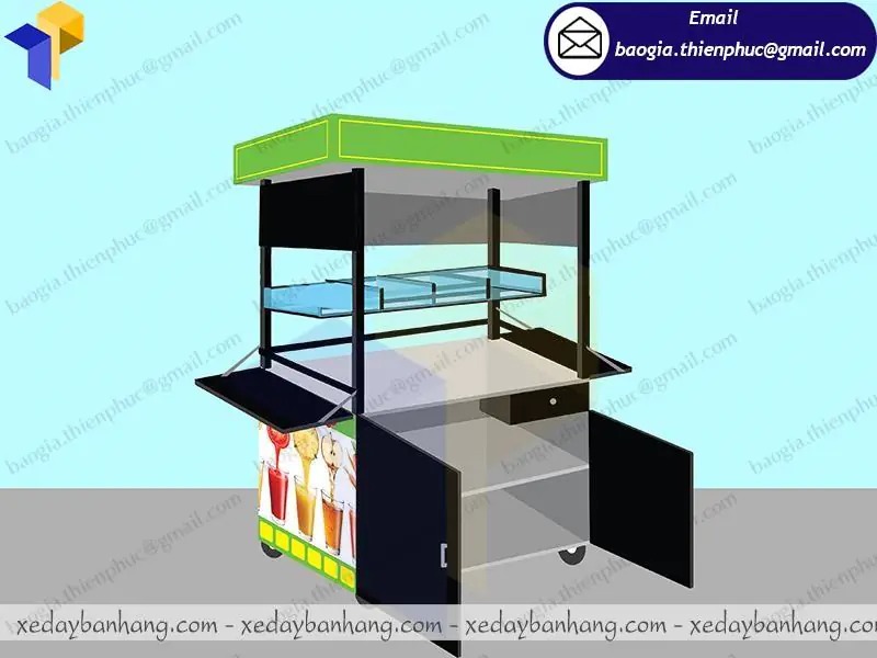 thiết kế xe đẩy inox bán sinh tố