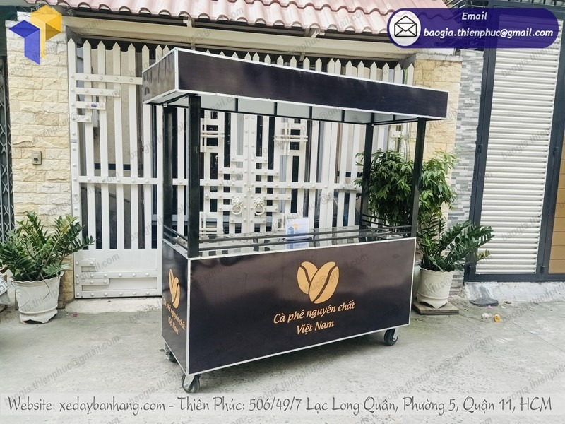 thiết kế xe sắt bán cafe pha máy