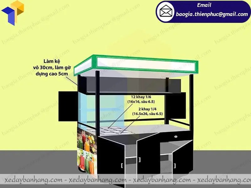 thiết kế xe sắt bán sinh tố nước ép