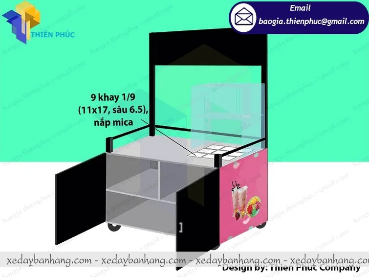 thiết kế xe sắt bán trà sữa vỉa hè