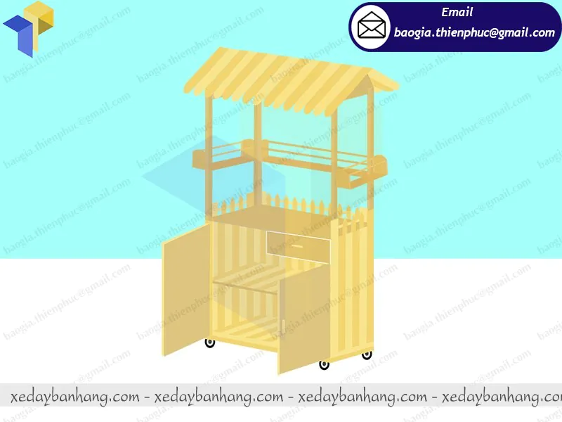 xe gỗ bán thức ăn nhanh giá rẻ