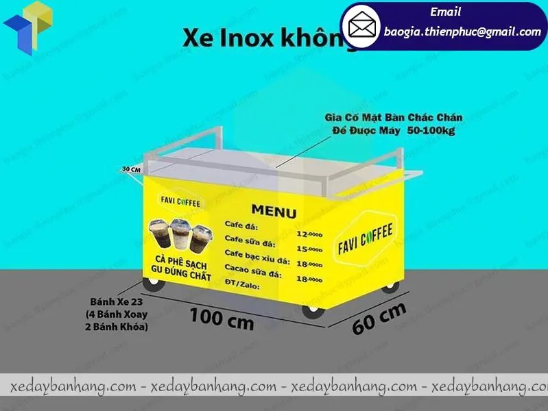 tủ inox bán cafe mang đi