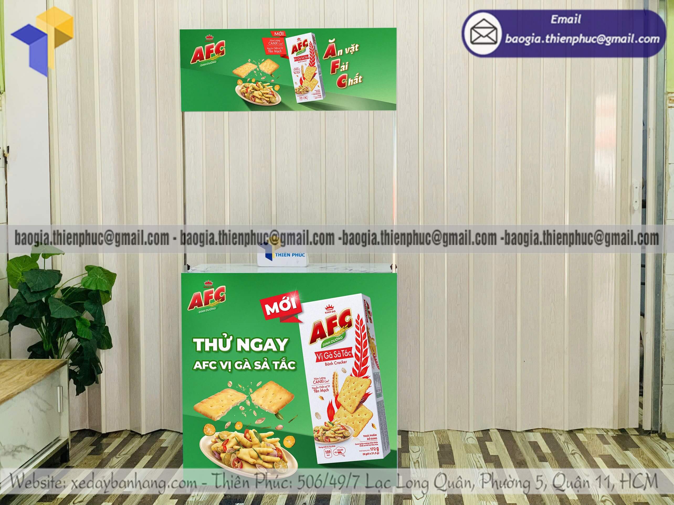 Quầy sắt sampling di động trưng bày sản phẩm đẹp