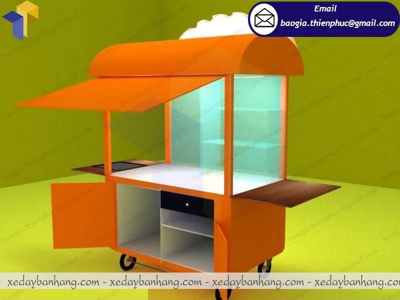 xe bán bánh mì có lò nướng bằng sắt
