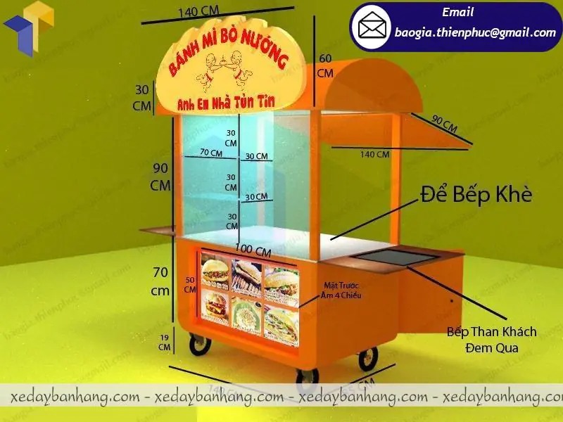 xe bán bánh mì có lò nướng