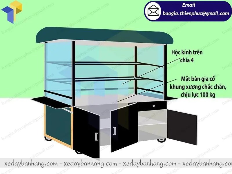 xe bán bánh mì có mái che giá rẻ