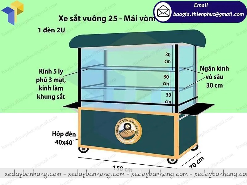 xe bán bánh mì có mái che