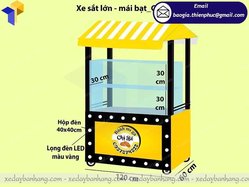 xe bán bánh mì thiết kế đẹp