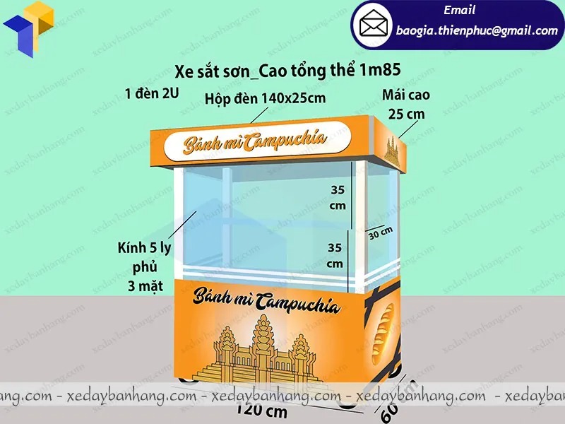xe bán bánh mì que bằng sắt