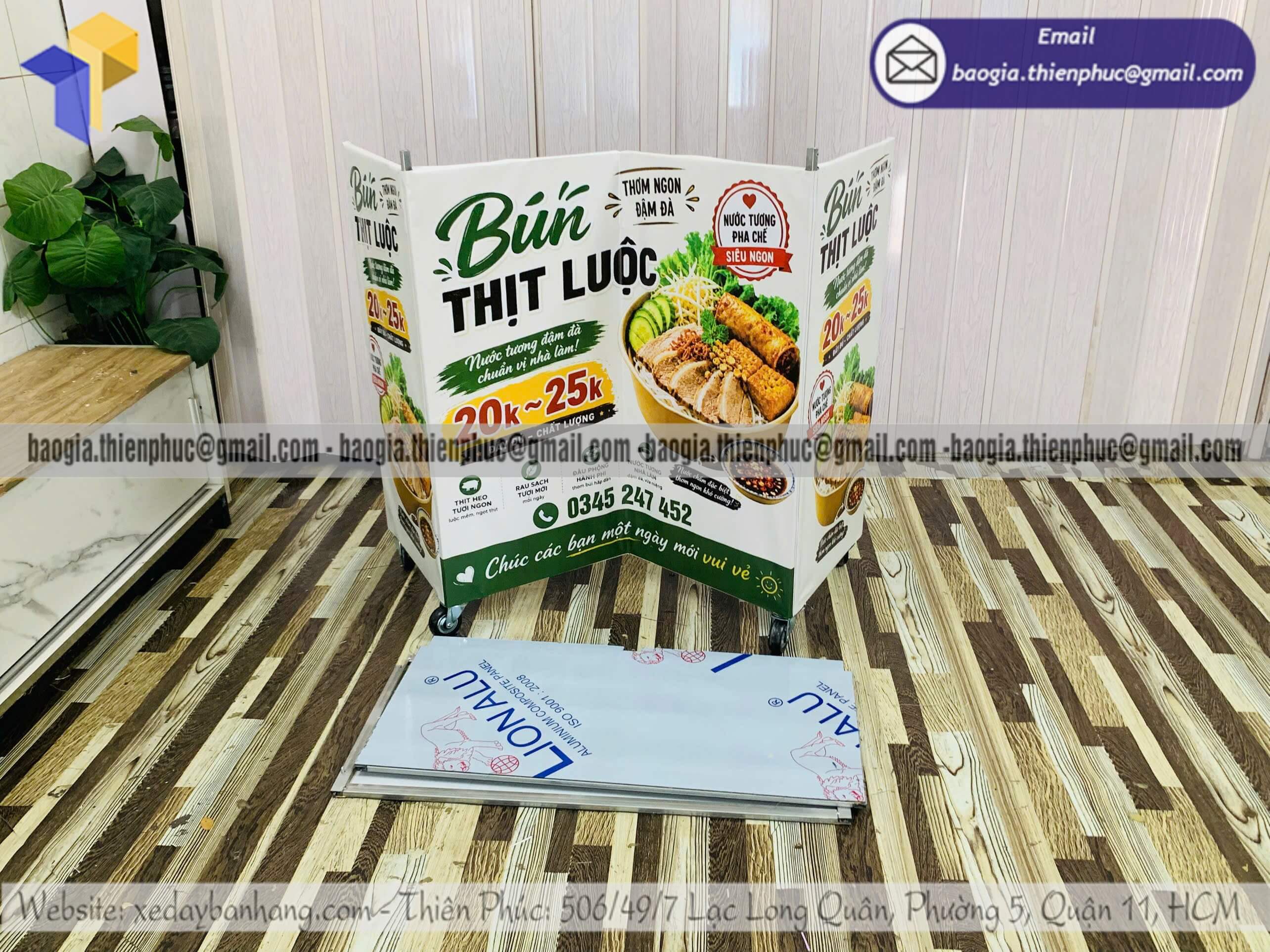 Xe bán bún thịt luộc lưu động bán rong xếp gọn hot nhất cho quán ăn nhà hàng