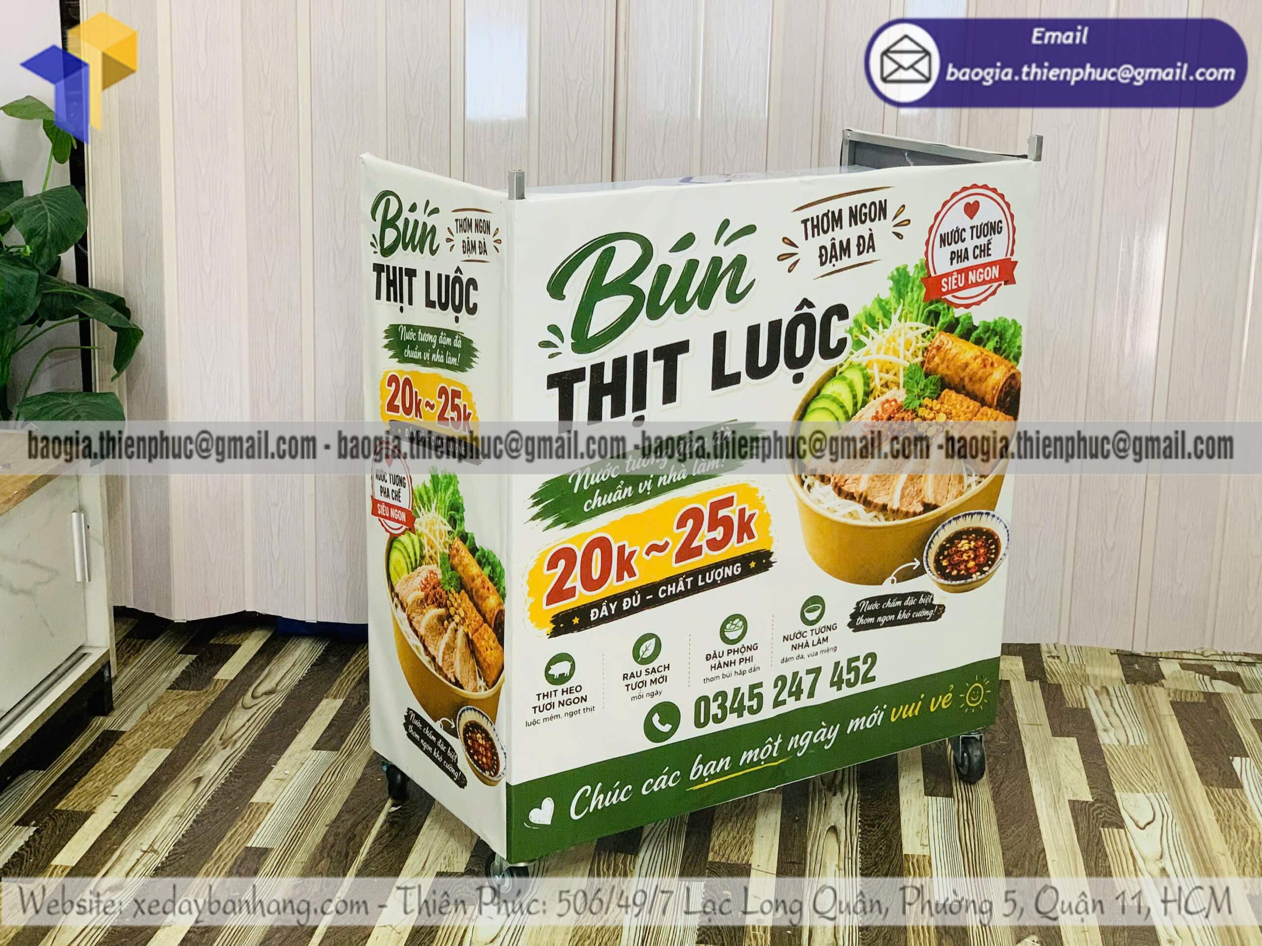 Xe bán bún thịt luộc lưu động bán rong xếp gọn Xe bán bún thịt luộc lưu động bán rong xếp gọn