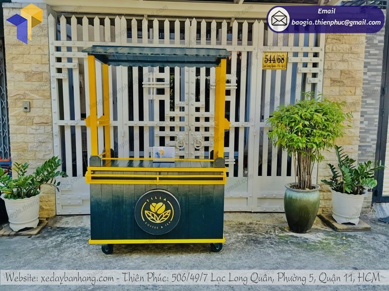 xe bán cà phê bằng gỗ