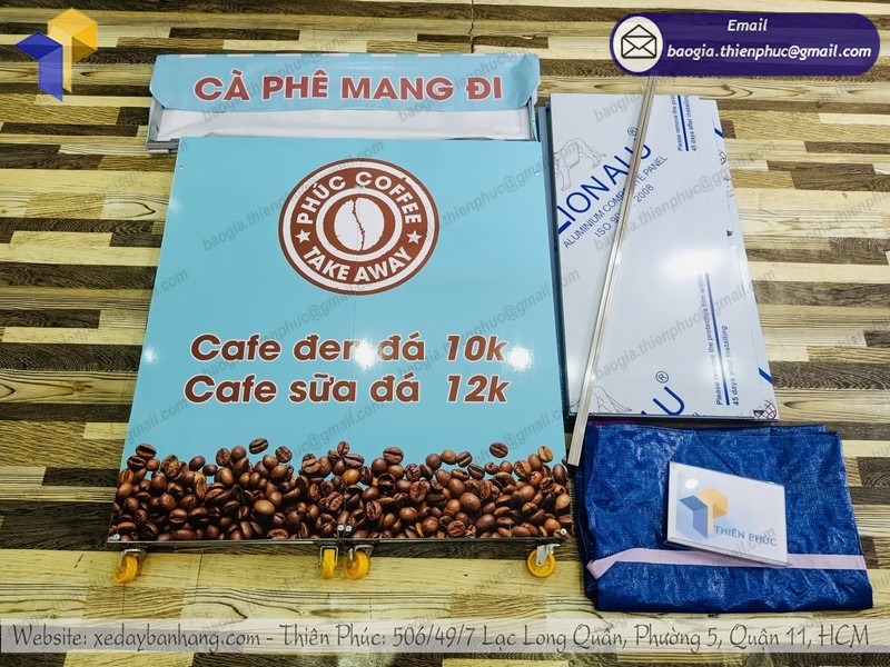 Xe bán cà phê xếp gọn nhanh chóng