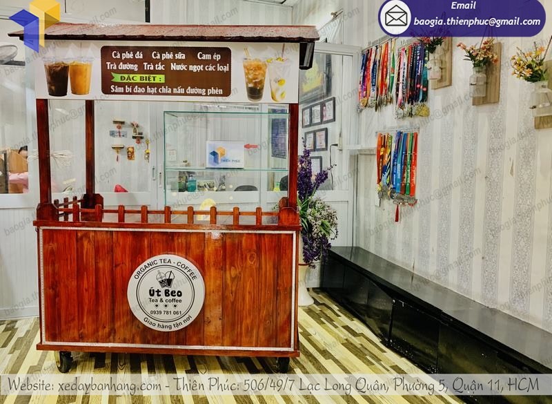 xe bán cafe espresso bằng gỗ