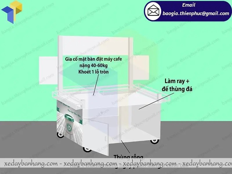 xe bán cafe vỉa hè bằng sắt
