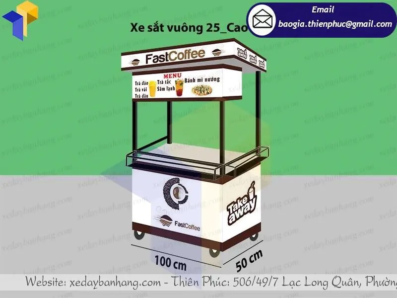 xe bán cafe vỉa hè inox