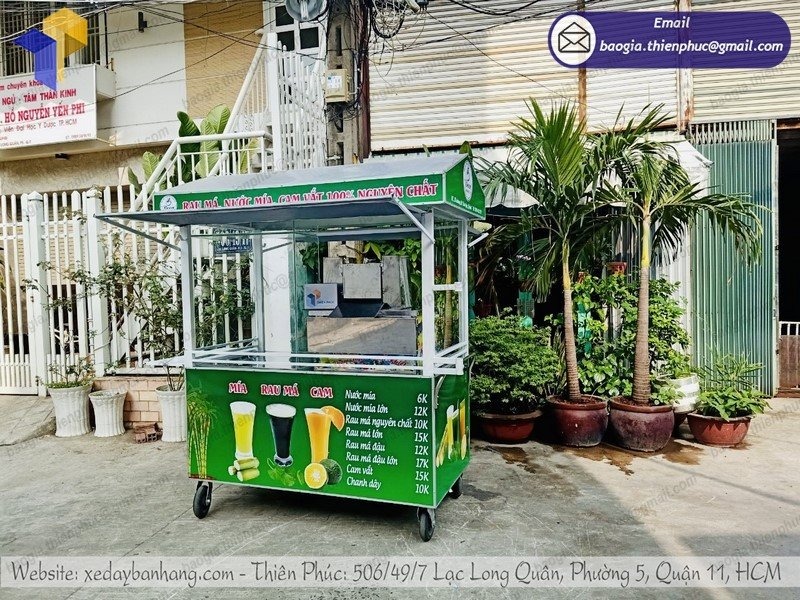 xe bán nước mía siêu sạch bằng inox