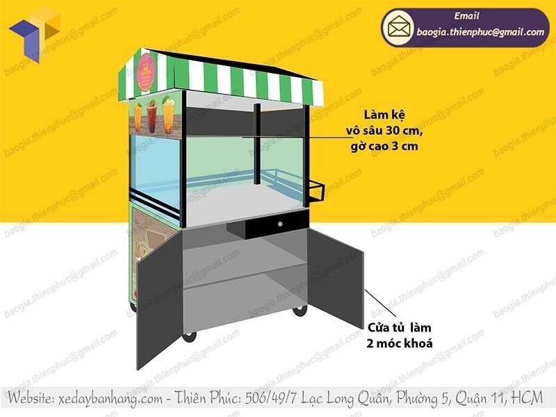 xe bán sinh tố trái cây bằng inox