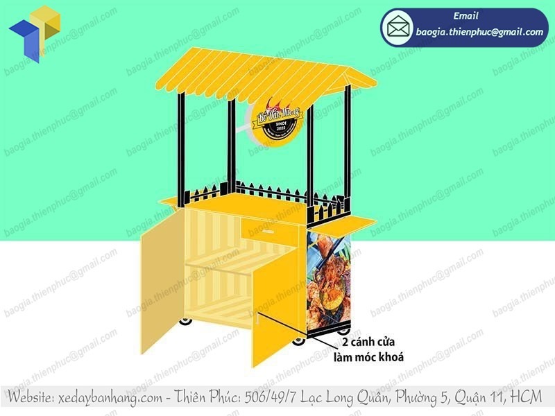 xe bán thịt xiên nướng lưu động