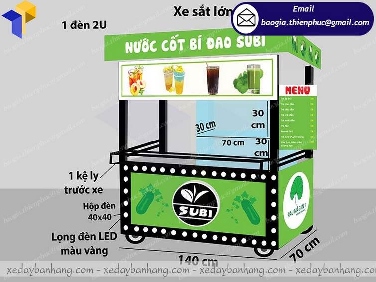 xe bán trà bí đao bằng sắt