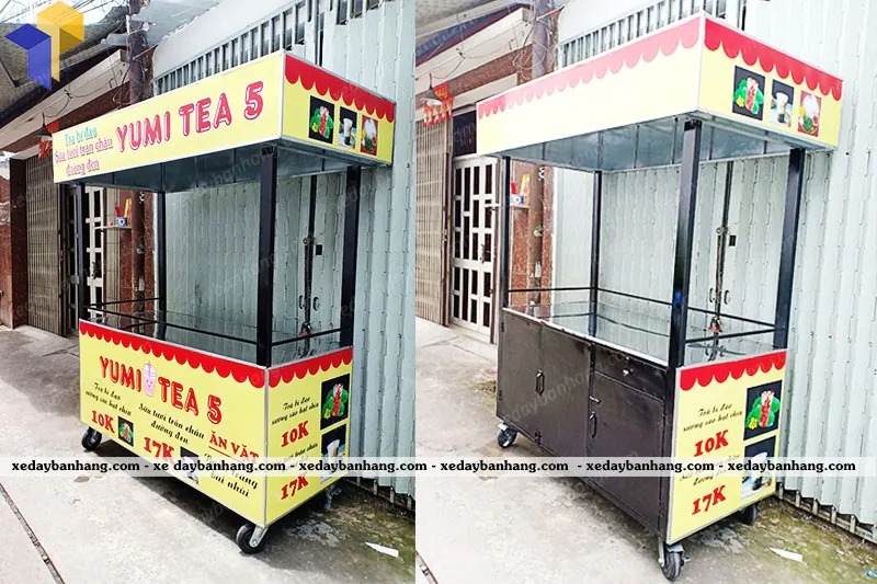 xe bán trà bí đao hạt chia bằng inox