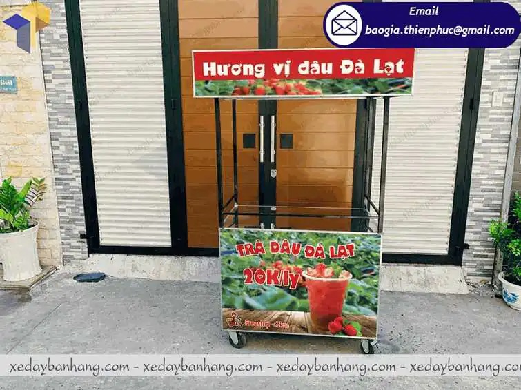 xe bán trà dâu bằng inox