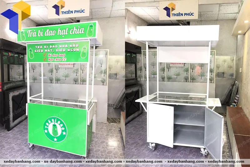 xe bán trà sâm bí đao bằng inox
