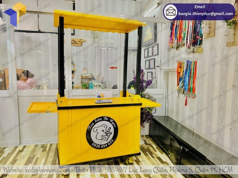xe bán trà sữa gỗ giá rẻ