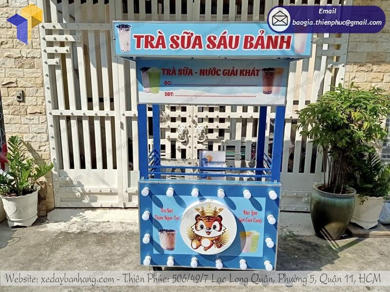 xe bán trà sữa inox