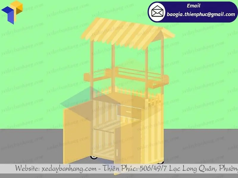 xe bán trà sữa take away bằng gỗ