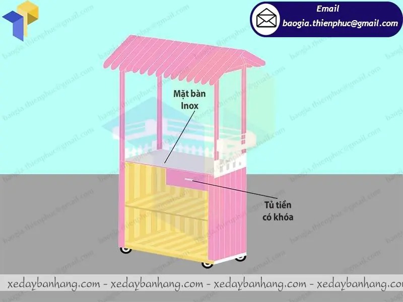 xe bán xiên que cá viên bằng gố