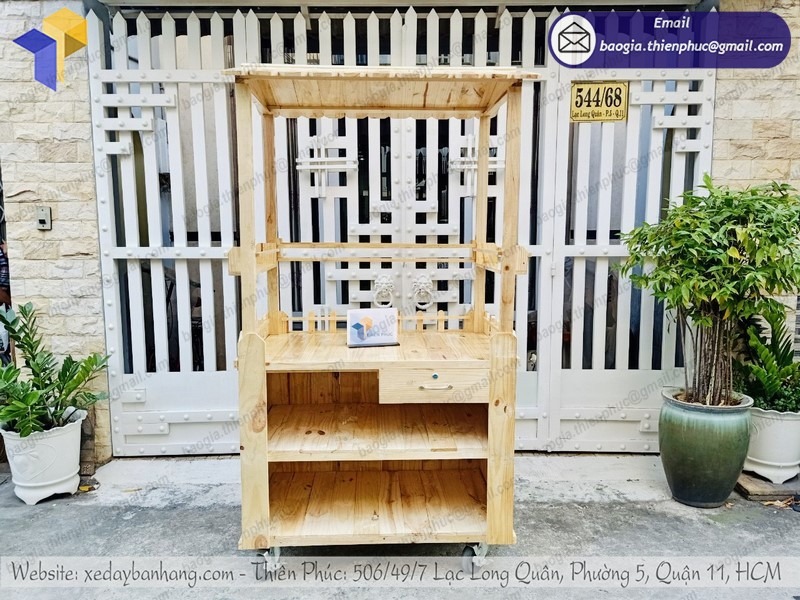 xe bán xôi bánh mì bằng gỗ giá rẻ