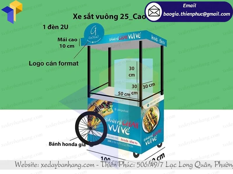 xe bánh mì hamburger bằng sắt