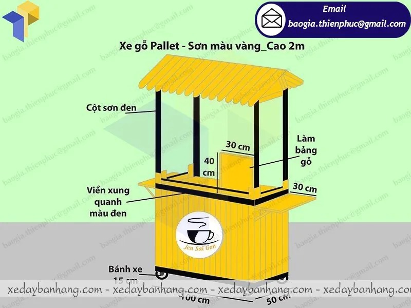 xe cà phê bằng gỗ