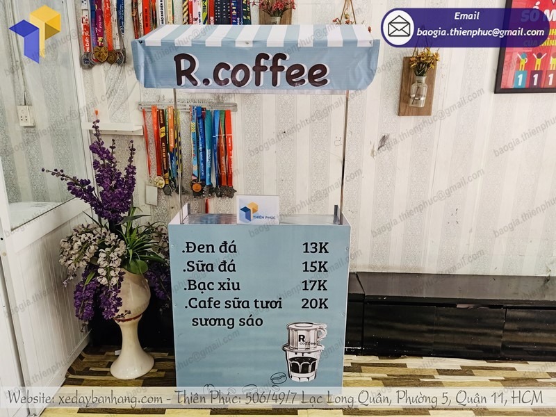 xe cà phê mang đi xếp gọn