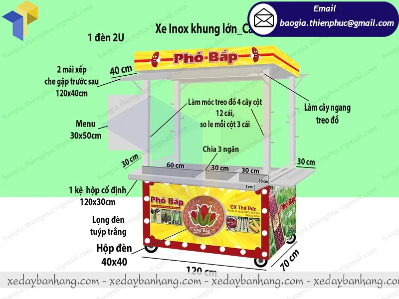 xe đẩy bán bắp