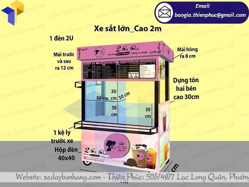 xe đẩy bán cafe bằng inox