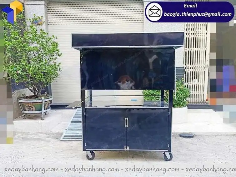 xe đẩy bán  cafe sinh tố bằng inox