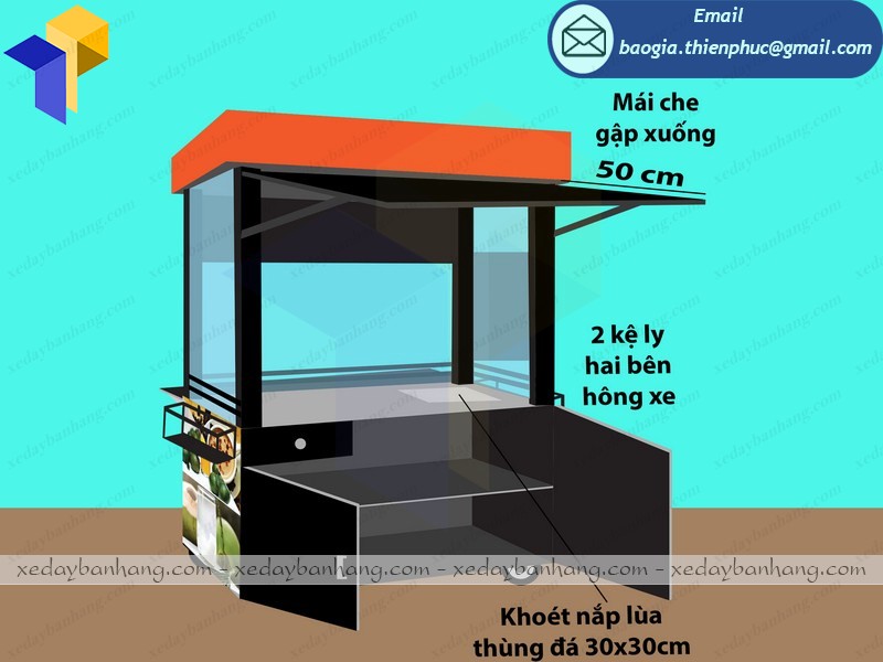 xe đẩy bán cam ép bằng sắt